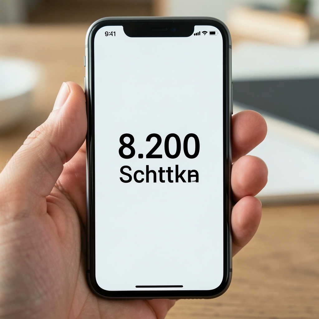 Schrittzähler-Anzeige auf Smartphone mit 8.200 Schritten, Nahaufnahme, Motivationsaspekt